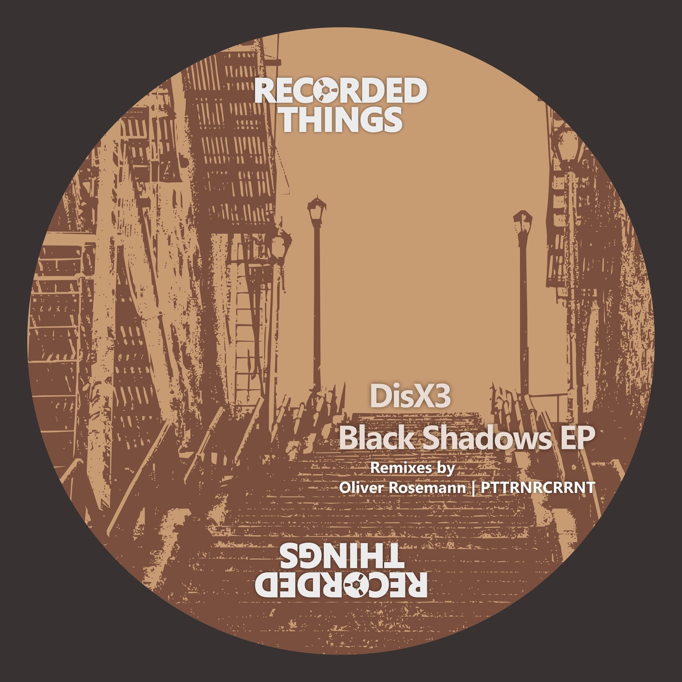 image cover: DisX3 - Black Shadows EP - w/ Remixes by Oliver Rosemann and PTTRNRCRRNT on Recorded Things